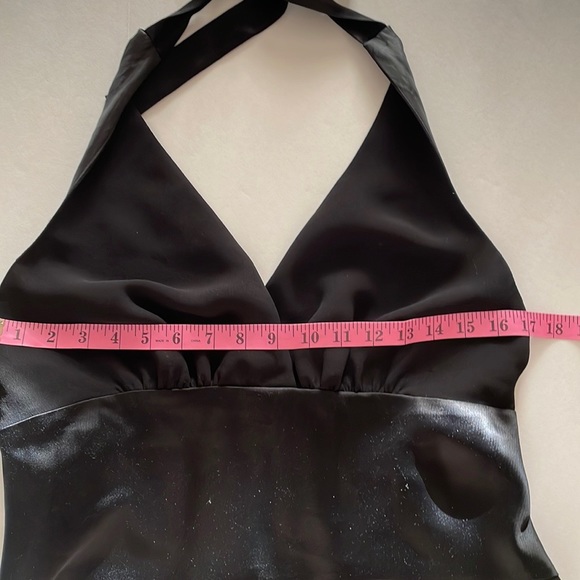 JONES NEW YORK DRESS 14 Black Satin Midi Cocktail Dress Fit and Flair NWT - Picture 4 of 14